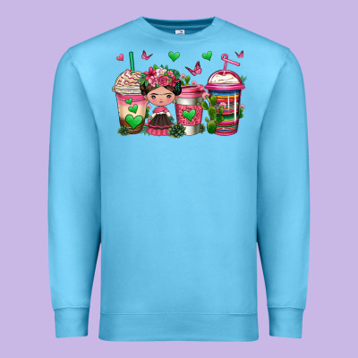 Mexican Coffee Cups Cafecito Premium Sweatshirt Designed By Jasminsmagicworld