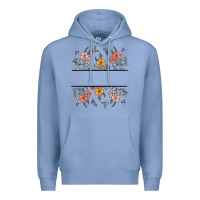 Colony Blue wildflower your text here Premium Hoodie - MaliasSmallBusiness