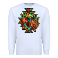 White aztec rodeo cowboy Premium Sweatshirt - JahusDesignShop