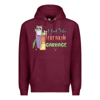 Burgundy i feel like garbage raccoon Premium Hoodie - MaliasSmallBusiness