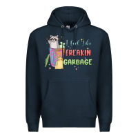 Navy i feel like garbage raccoon Premium Hoodie - MaliasSmallBusiness
