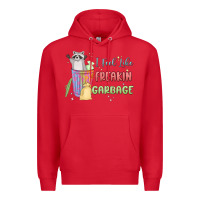 Red i feel like garbage raccoon Premium Hoodie - MaliasSmallBusiness
