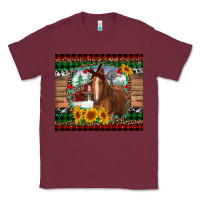 Burgundy christmas farm and horse Classic Tee - RanaPortraitStore
