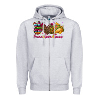 Heather Grey peace love tacos Zipper Hoodie - CTS Tumbler Store