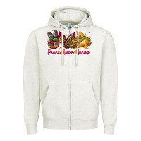 Oatmeal Heather peace love tacos Zipper Hoodie - CTS Tumbler Store