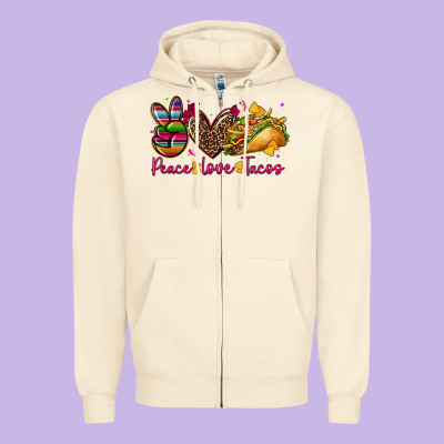 Peace Love Tacos Zipper Hoodie Designed By Cts Tumbler Store