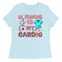 Baby Blue nursing is my cardio Ladies Tee - BarkalooDesign