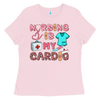 Bubblegum Pink nursing is my cardio Ladies Tee - BarkalooDesign