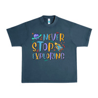 Midnight Navy never stop exploring Urban Heavy Tee - MaliasSmallBusiness