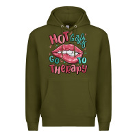 Army Green hot girls go to therapy Premium Hoodie - MaliasSmallBusiness