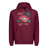 Burgundy hot girls go to therapy Premium Hoodie - MaliasSmallBusiness