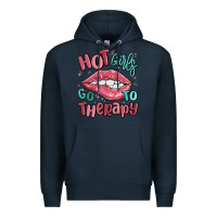 Navy hot girls go to therapy Premium Hoodie - MaliasSmallBusiness