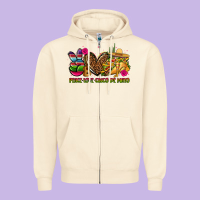 Peace Love Cinco De Mayo Zipper Hoodie Designed By Cts Tumbler Store