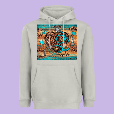 Nurse Leopard Heart Heavyweight Hoodie Designed By Jahusdesignshop