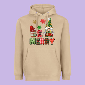 Be Merry Heavyweight Hoodie Designed By Bundleandbundleshop