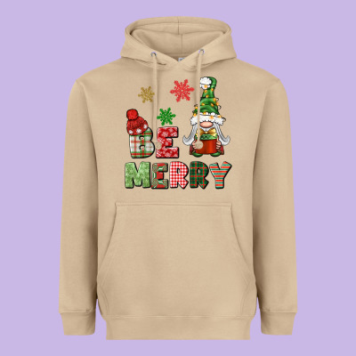Be Merry Heavyweight Hoodie Designed By Bundleandbundleshop