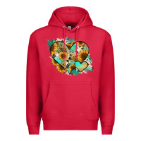 Cardinal Leopard Sunflower Cowhide Glitter Heart Premium Hoodie - RanaPortraitStore