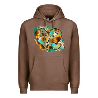 Chestnut Leopard Sunflower Cowhide Glitter Heart Premium Hoodie - RanaPortraitStore