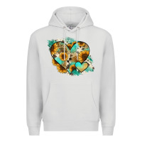 Dove Grey Leopard Sunflower Cowhide Glitter Heart Premium Hoodie - RanaPortraitStore