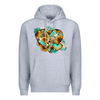 Heather Grey Leopard Sunflower Cowhide Glitter Heart Premium Hoodie - RanaPortraitStore