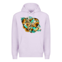 Lilac Leopard Sunflower Cowhide Glitter Heart Premium Hoodie - RanaPortraitStore