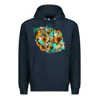 Navy Leopard Sunflower Cowhide Glitter Heart Premium Hoodie - RanaPortraitStore