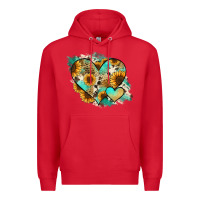 Red Leopard Sunflower Cowhide Glitter Heart Premium Hoodie - RanaPortraitStore