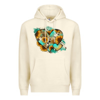 Sandshell Leopard Sunflower Cowhide Glitter Heart Premium Hoodie - RanaPortraitStore