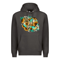 Smoke Leopard Sunflower Cowhide Glitter Heart Premium Hoodie - RanaPortraitStore