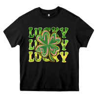 Black Lucky Clover Heavy Core Tee - CowhideDigitalArt