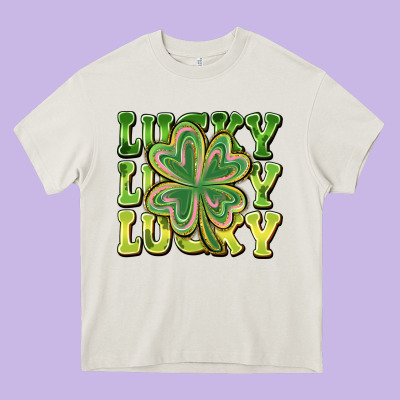 Lucky Clover Heavy Core Tee Designed By Cowhidedigitalart