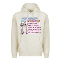 Oatmeal Heather just realized im a raccoon Premium Hoodie - MaliasSmallBusiness