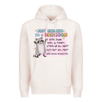 Pale Pink just realized im a raccoon Premium Hoodie - MaliasSmallBusiness