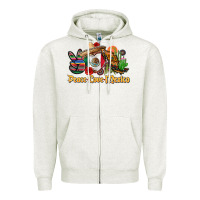 Oatmeal Heather peace love mexico Zipper Hoodie - CTS Tumbler Store