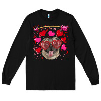 Black valentine's day  pug Long Sleeve Tee - RanaPortraitStore