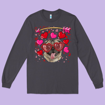Long Sleeve Tee valentine's day  pug