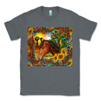 Charcoal Heather western horse and sunflower Classic Tee - RanaPortraitStore