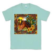 Seafoam western horse and sunflower Classic Tee - RanaPortraitStore