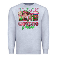 Heather Grey cafecito y chisme coffee cups Premium Sweatshirt - Jasminsmagicworld