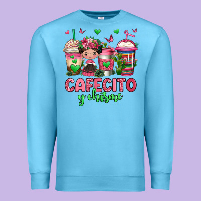 Cafecito Y Chisme Coffee Cups Premium Sweatshirt Designed By Jasminsmagicworld