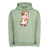 Pigment Oil Green cartoon cow Urban Hoodie - NancyCooperArtShop
