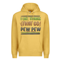 Antique Gold i like things that go pew pew Premium Hoodie - MaliasSmallBusiness