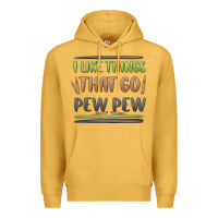 Mustard i like things that go pew pew Premium Hoodie - MaliasSmallBusiness
