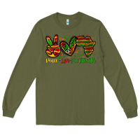 Army Green peace love juneteenth Long Sleeve Tee - Zillion Design Studio