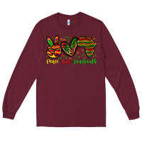 Burgundy peace love juneteenth Long Sleeve Tee - Zillion Design Studio