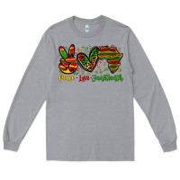 Heather Grey peace love juneteenth Long Sleeve Tee - Zillion Design Studio