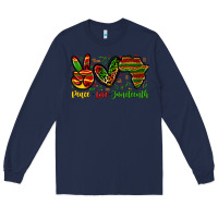 Navy peace love juneteenth Long Sleeve Tee - Zillion Design Studio