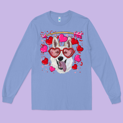 Long Sleeve Tee valentine's day  white shepherd