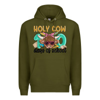 Army Green holy cow 100 days of school Premium Hoodie - MaliasSmallBusiness
