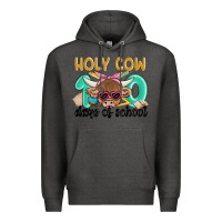 Charcoal Heather holy cow 100 days of school Premium Hoodie - MaliasSmallBusiness
